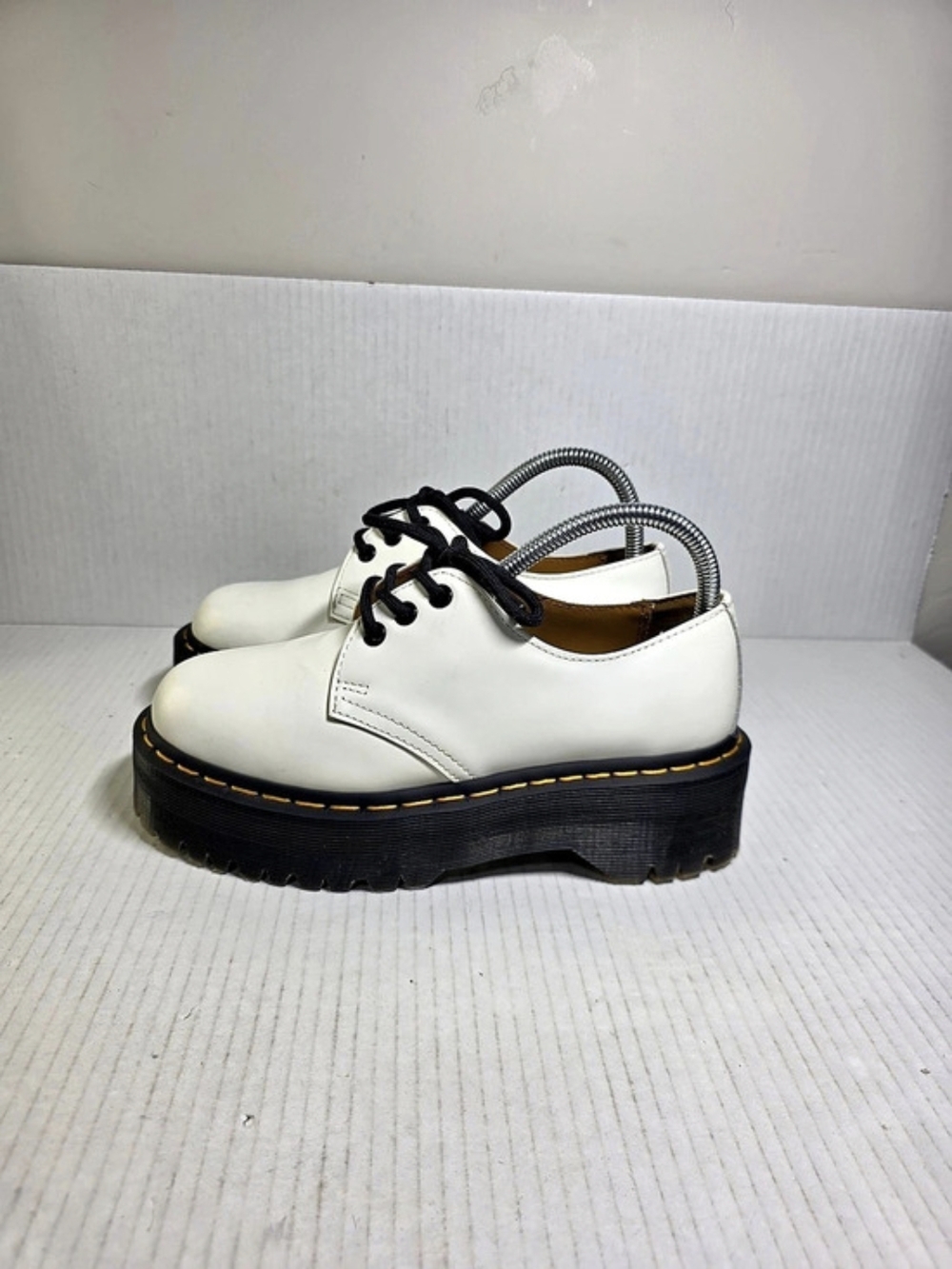 Dr. Martens 1461 Quad Platform Shoes White Platform Oxford Shoes US 7